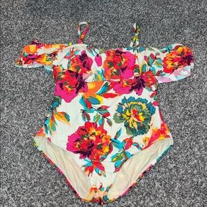 Floral Off-Shoulder One-Piece Swimsuit - Multi Floral